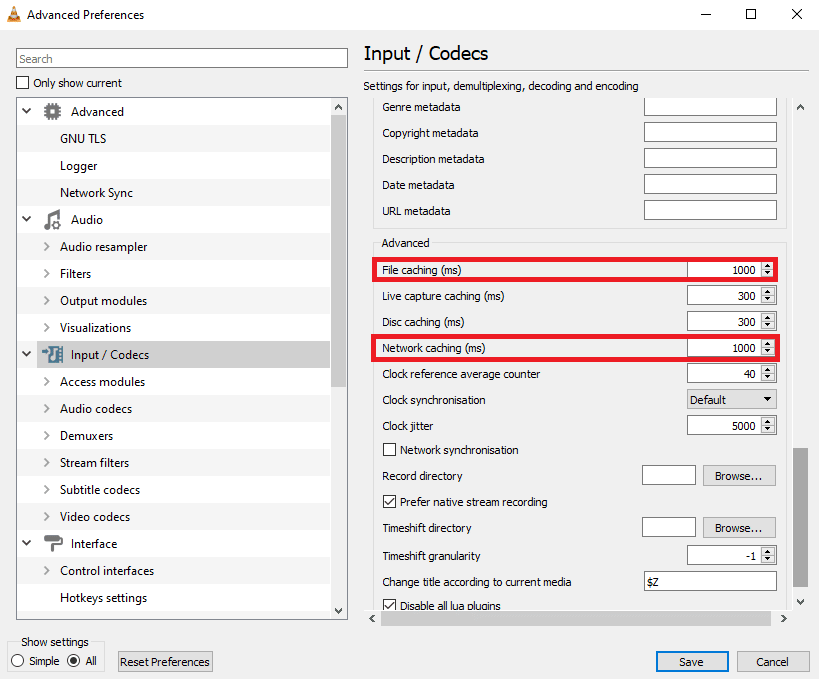 aumentare i valori per File caching e Network caching