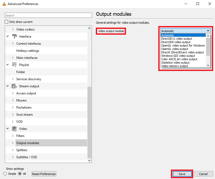 haga clic en Guardar para ver qué configuración funciona para usted