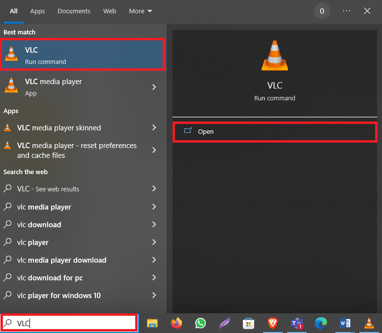 Buka VLC dari menu mulai