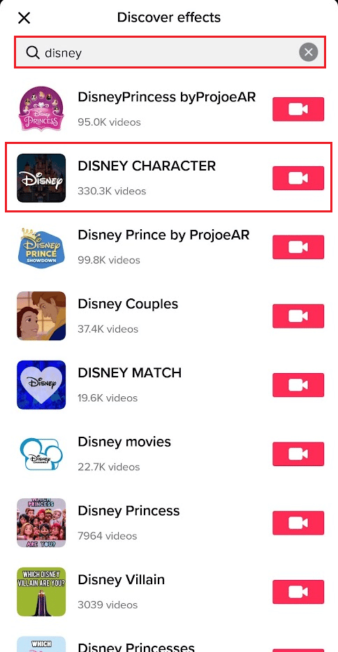 Tippen Sie in den Suchergebnissen auf den gewünschten Disney-Filter | So erhalten Sie den Disney Pixar-Filter auf Instagram