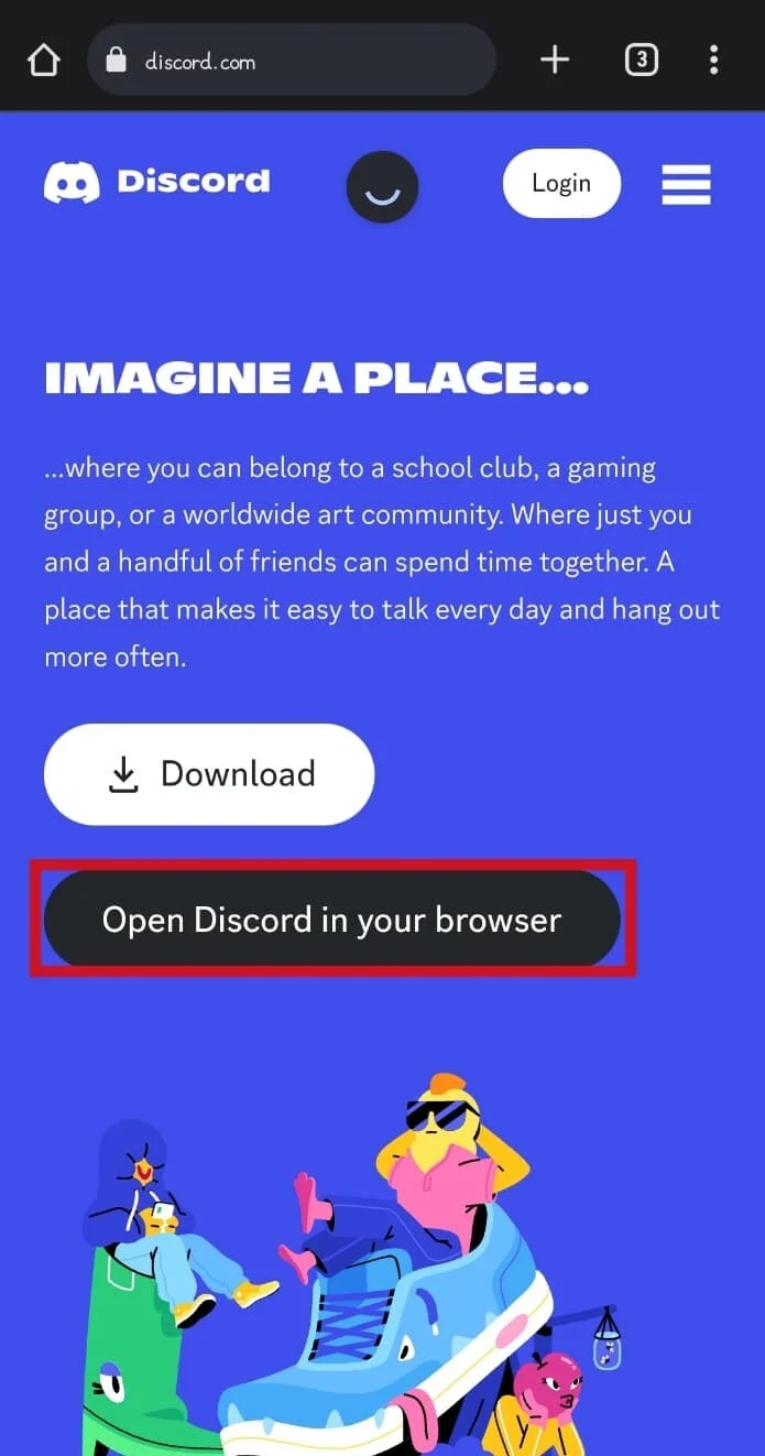 Öffne Discord in deinem Browser