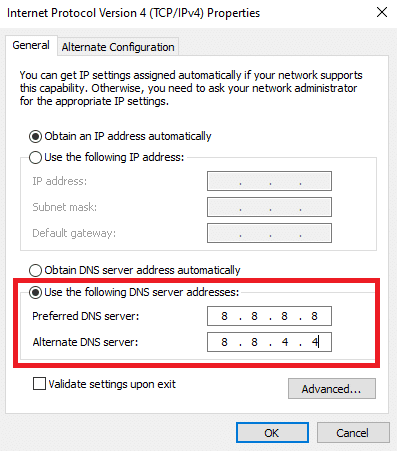 DNS 주소를 변경합니다. Apex Legends No Servers Found 오류를 수정하는 9가지 방법