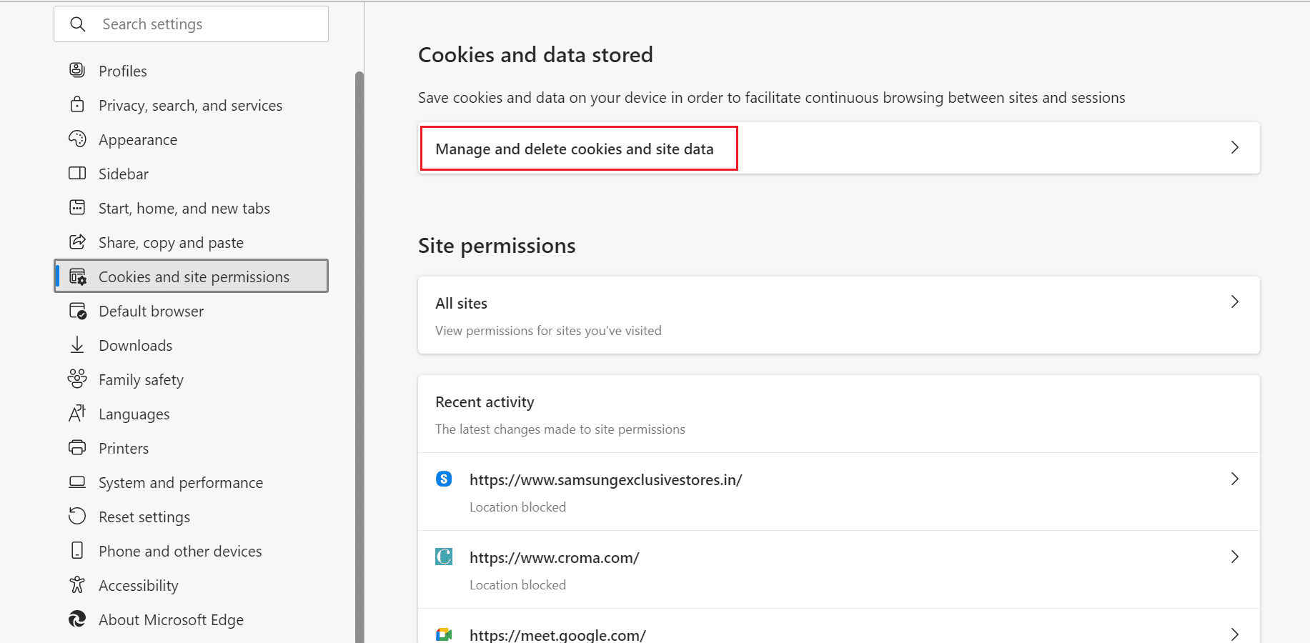gérer et supprimer les cookies et les données du site | Comment effacer le cache et les cookies sur Microsoft Edge