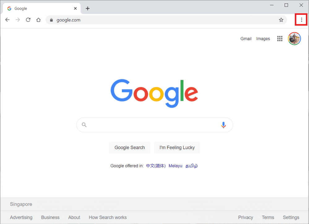 Luncurkan Google Chrome dan klik ikon tiga titik