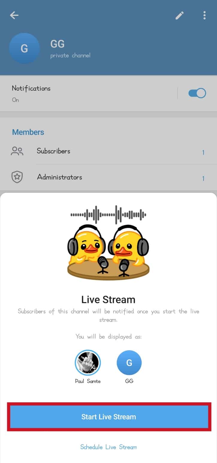 Tocca il pulsante Avvia live streaming. Come andare in diretta su Telegram