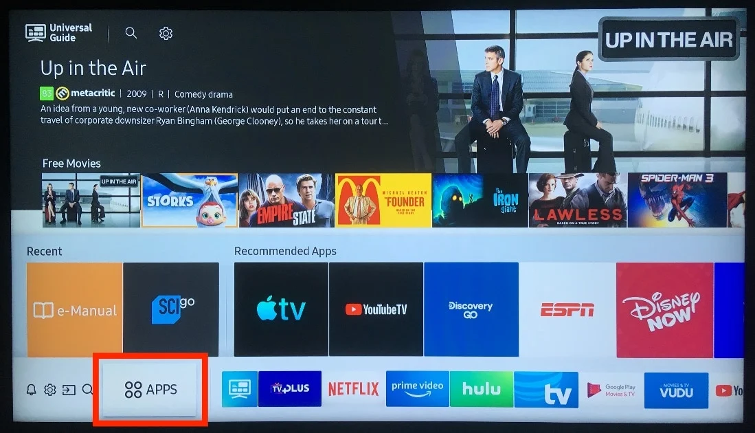 Selecione APPS na tela | Como remover o YouTube da Smart TV