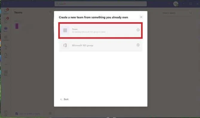 انقر فوق فريق. كيفية إنشاء مجموعة في Teams