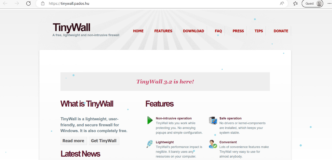 halaman web tinywall