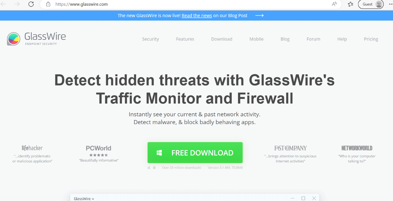 pagina web glasswire. 18 Cel mai bun firewall gratuit pentru Windows