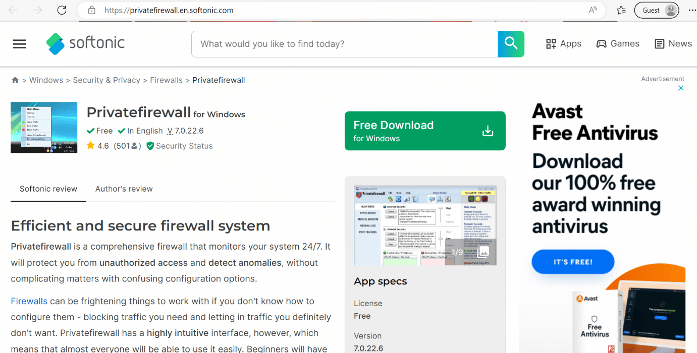 firewall privat softonic