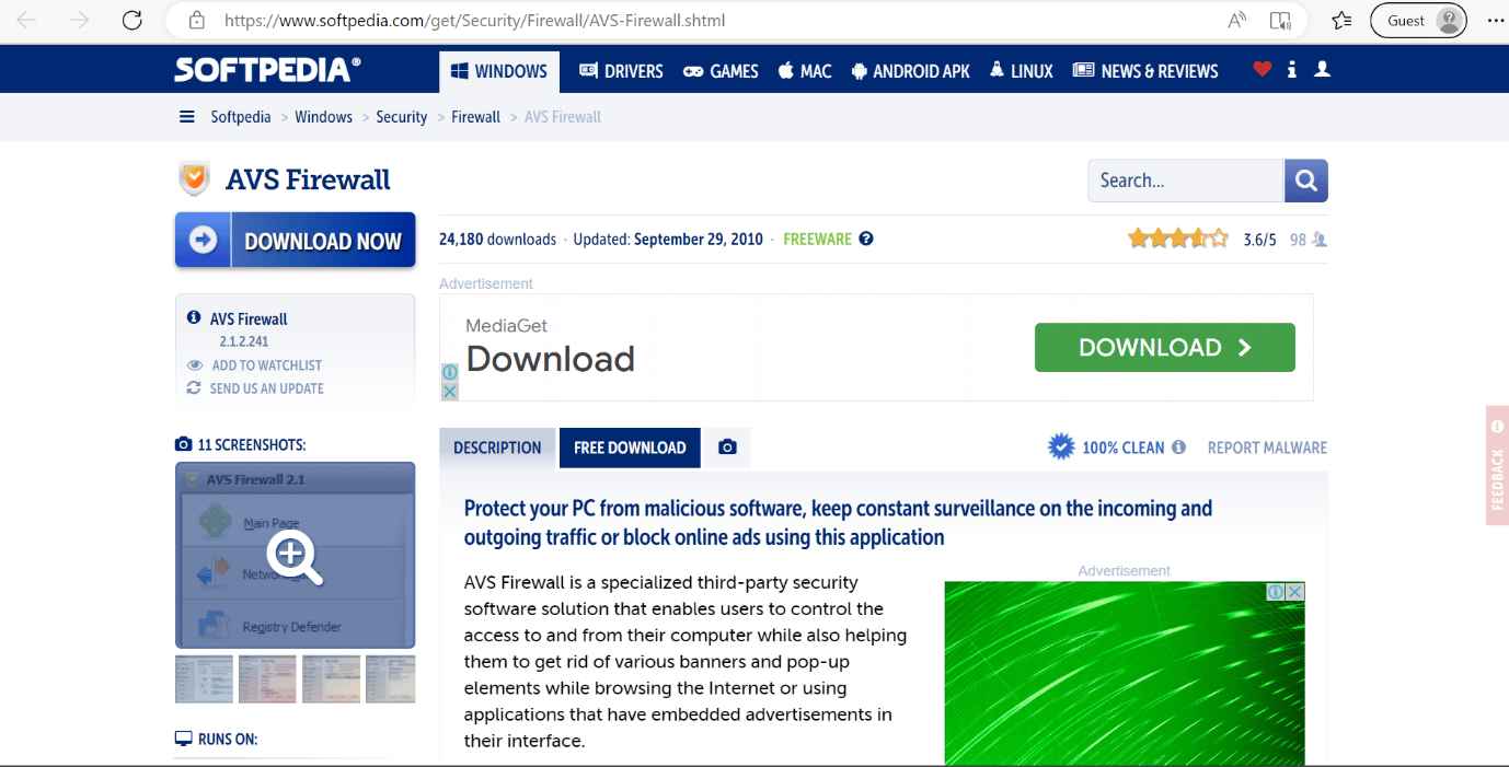 avs firewall sofpedia. 18 Cel mai bun firewall gratuit pentru Windows