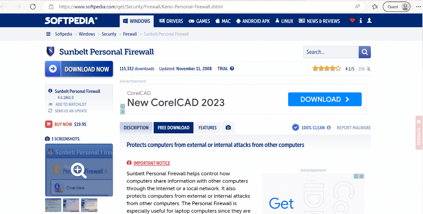 softpedia firewall pribadi sunbelt