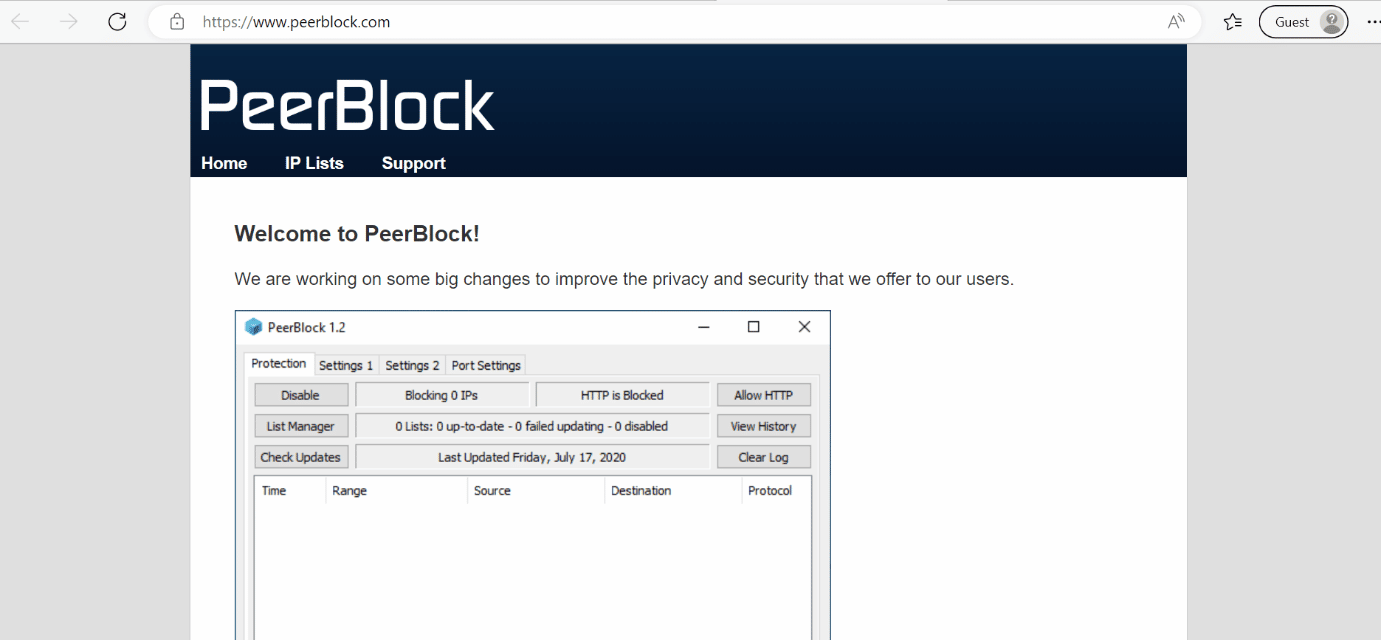 halaman web peerblock. 18 Firewall Gratis Terbaik untuk Windows