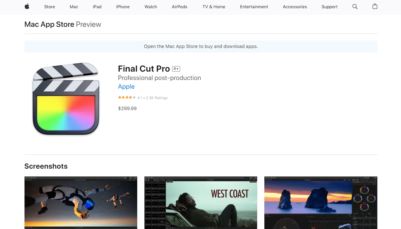 ราคา FCP X App Store