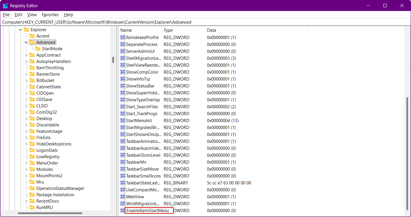 yeni dosyayı EnableXamlStartMenu olarak. Windows 11 Başlat Menüsünün Çalışmamasını Düzeltmenin 17 Yolu