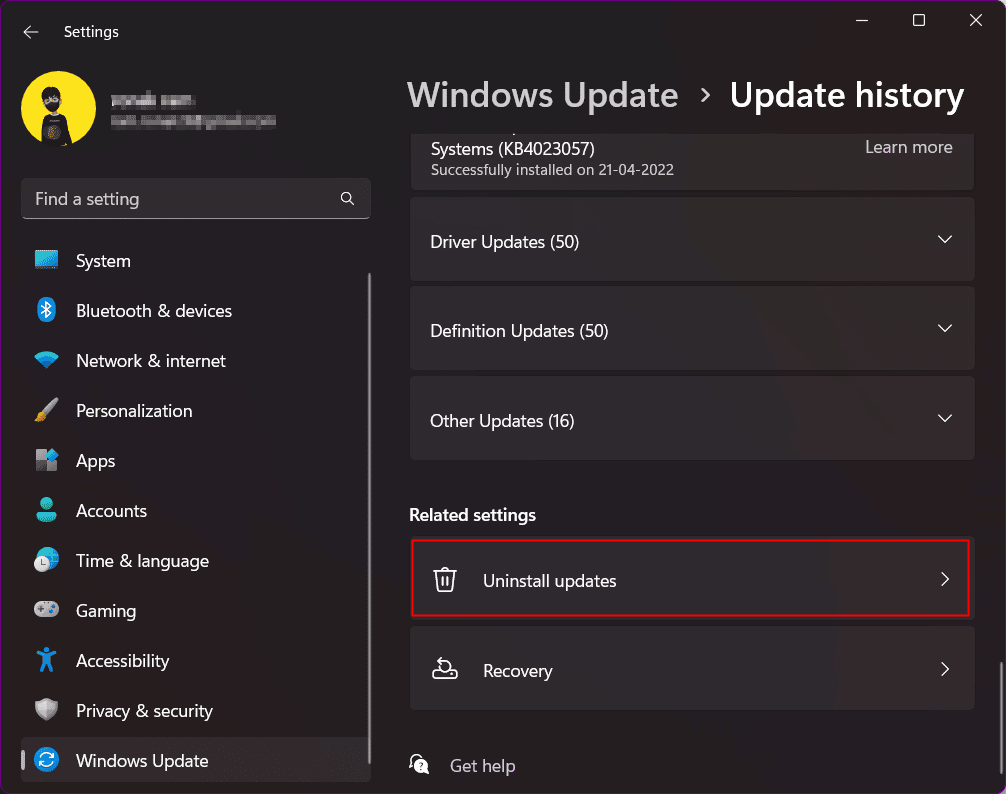 güncellemeleri kaldır. Windows 11 Başlat Menüsünün Çalışmamasını Düzeltmenin 17 Yolu