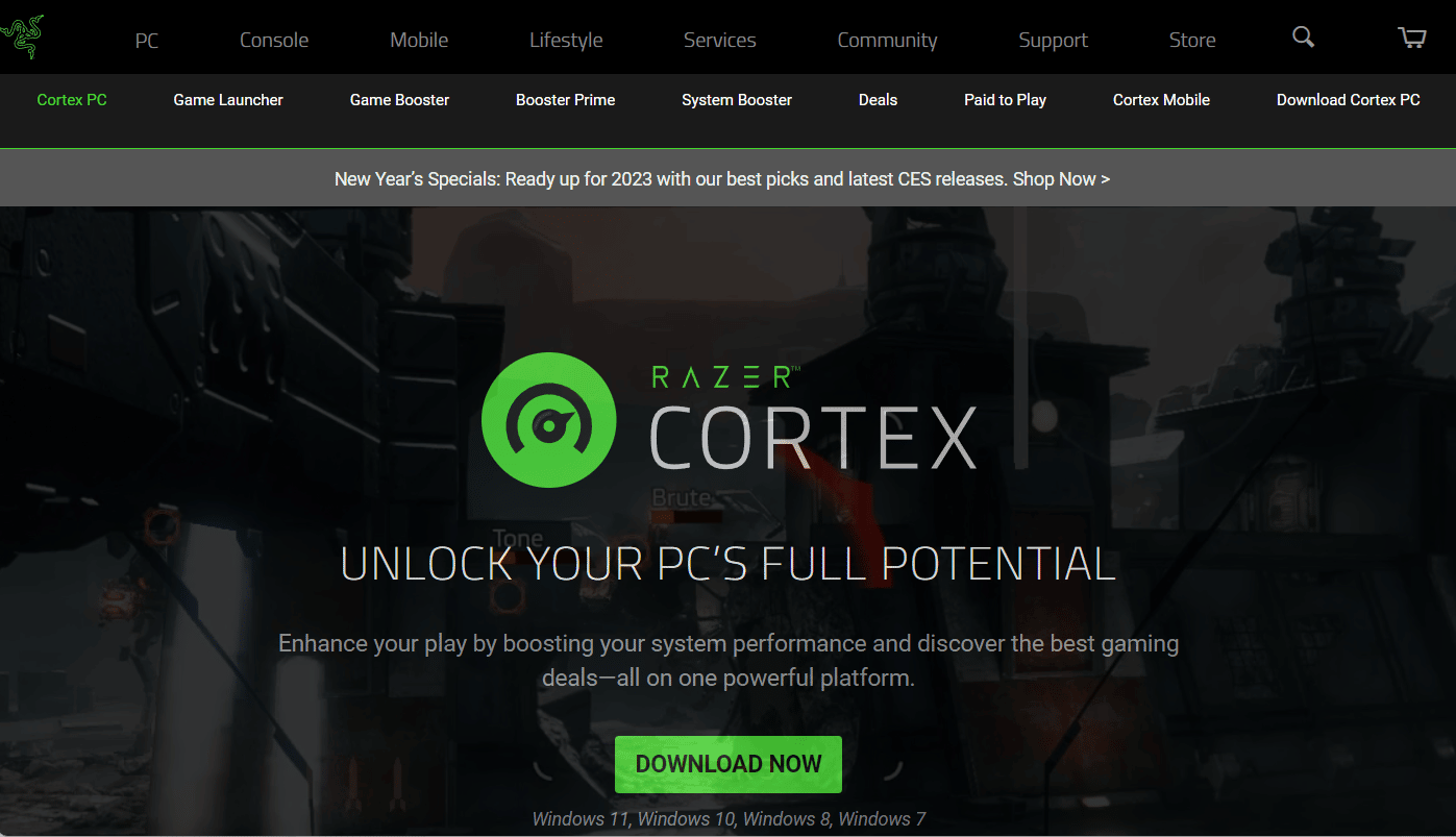 Site-ul web Razer Cortex