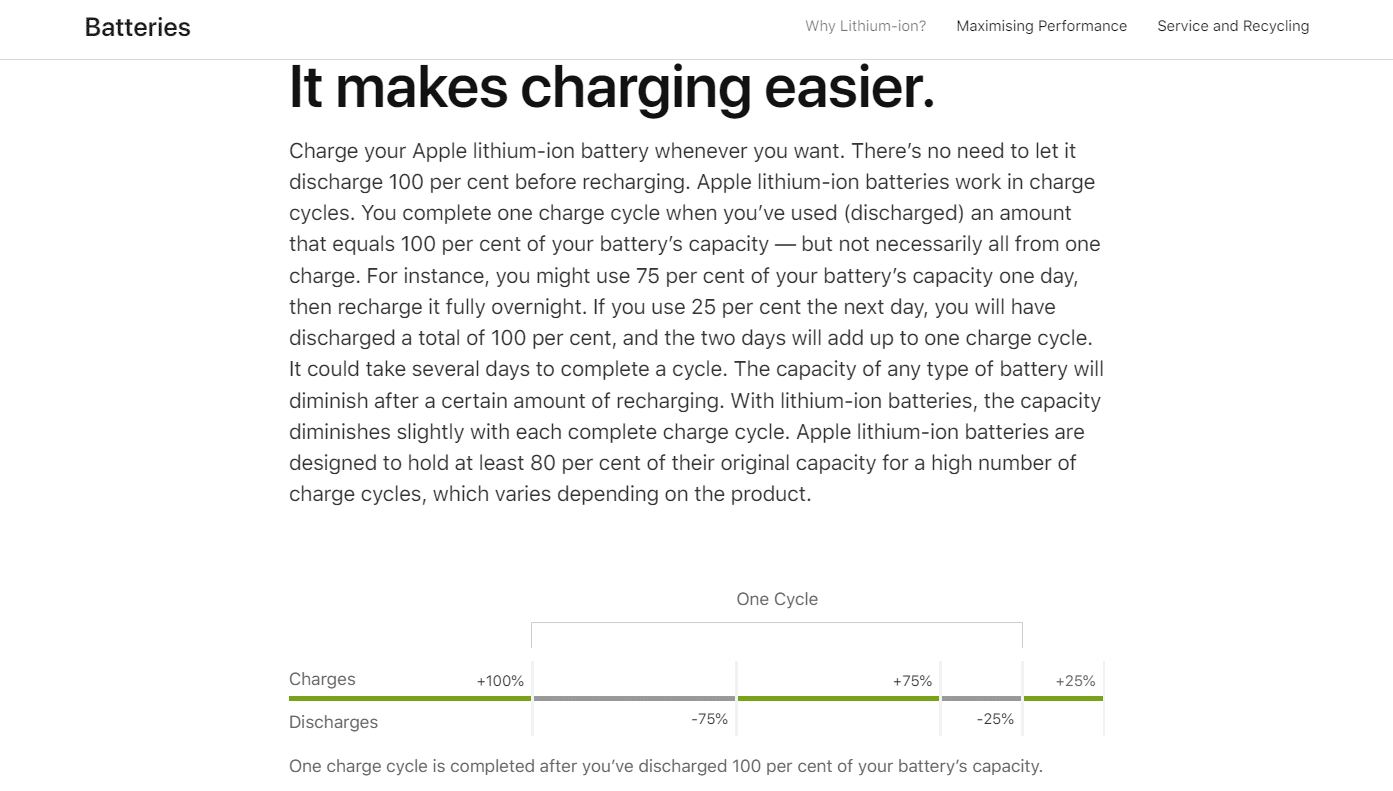 แบตเตอรี่ลิเธียมไอออนของ Apple