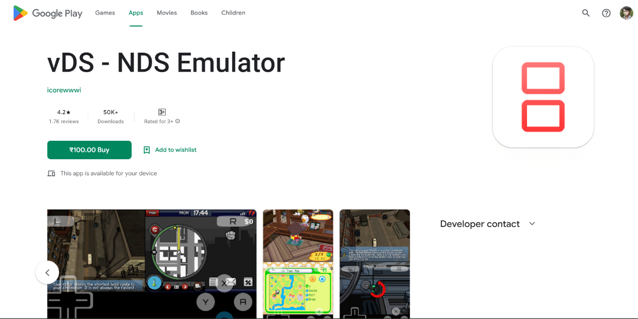 vDS NDS Emulator di Google Play