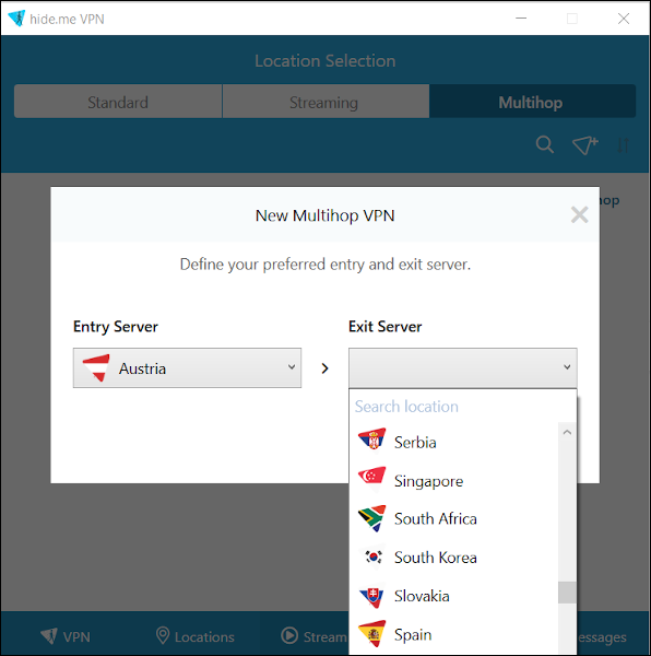 Hide.me doppelte VPN-Auswahl