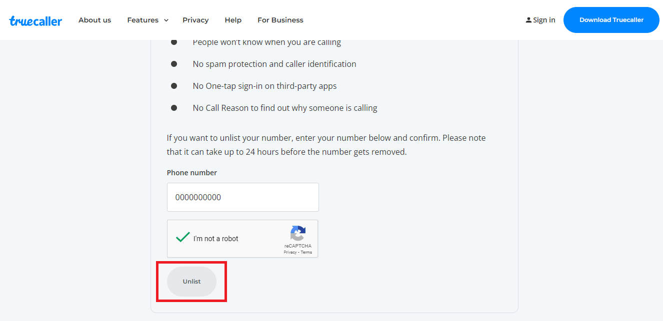 Désinscrire sur Truecaller Protal de désinscription. Comment obtenir mon numéro non répertorié et supprimé de TrueCaller