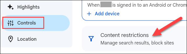 Sélectionnez "Restrictions de contenu".