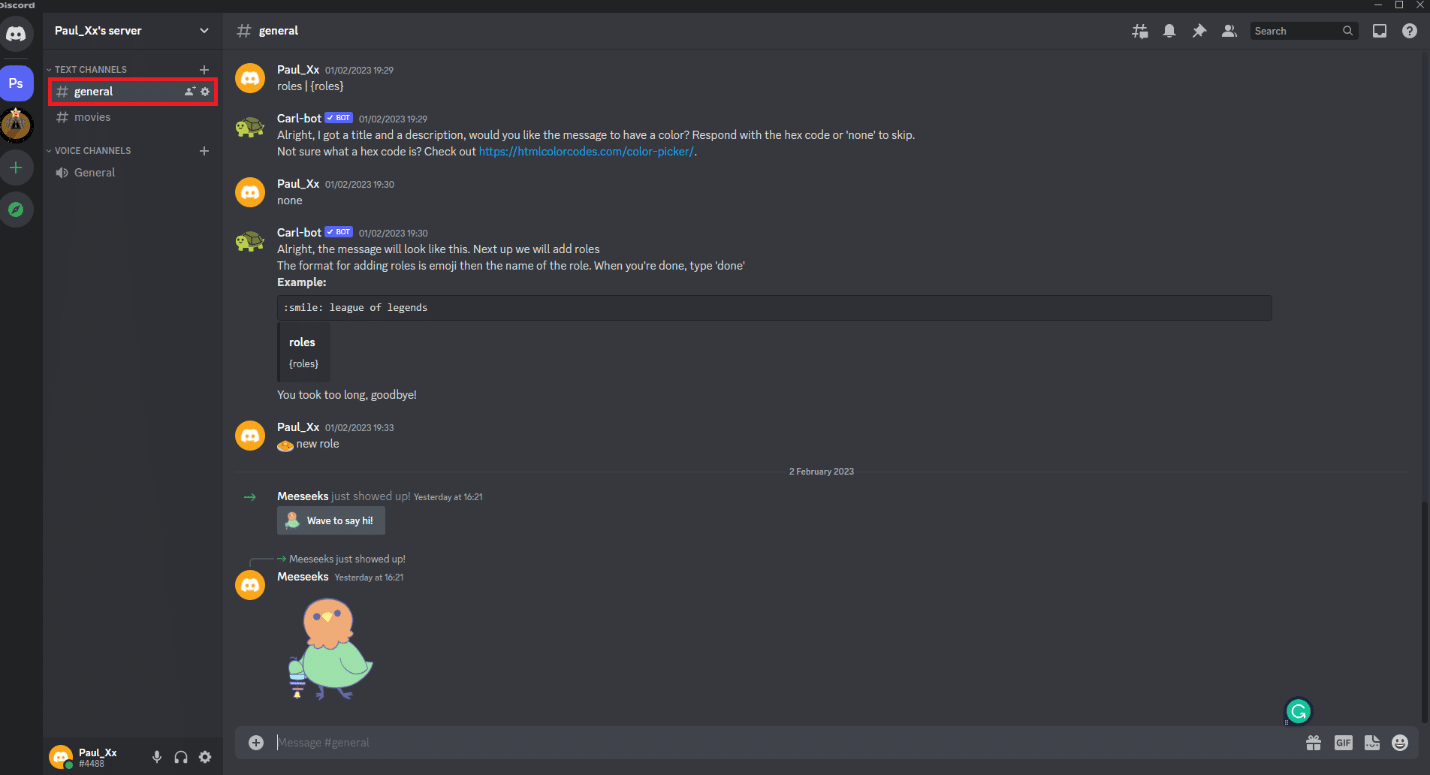 انقر فوق قناة أسفل الخادم. كيفية إزالة شخص ما من Discord Group