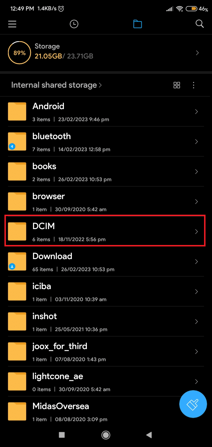 arahkan ke folder DCIM dan buka.