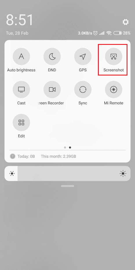 Tippen Sie im Bedienfeld auf die Option Screenshot | Wo werden Screenshots auf Android gespeichert?