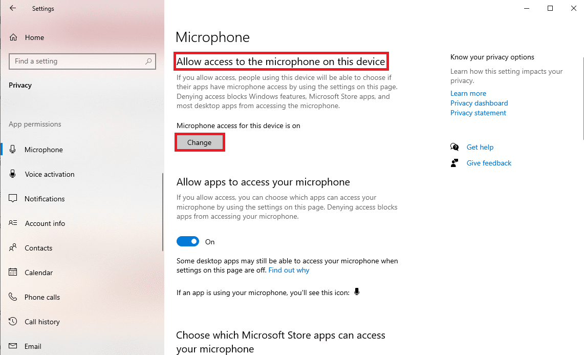 حدد السماح بالوصول إلى الميكروفون على هذا الجهاز وانقر فوق تغيير. كيفية إصلاح رمز خطأ Audacity 9999 في نظام التشغيل Windows 10