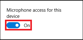 włącz przełącznik dostępu do mikrofonu dla tego urządzenia