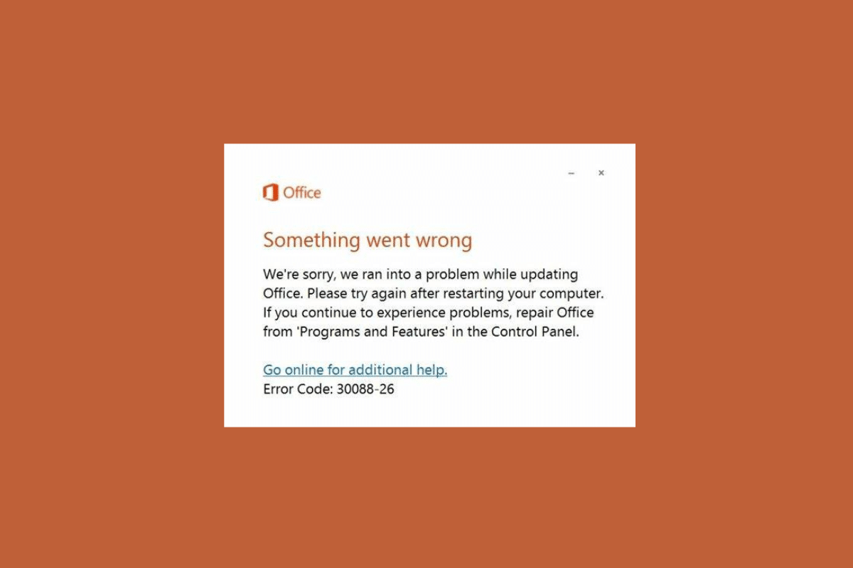Solucionar el error de actualización de Office 30088 26 en Windows 10