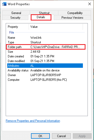 Temukan sumber aplikasi melalui Folder Path.