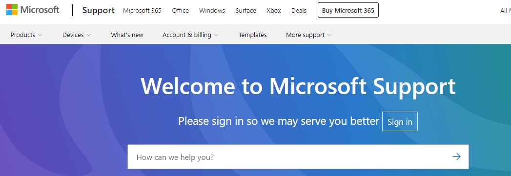 Wenden Sie sich an den Microsoft-Support