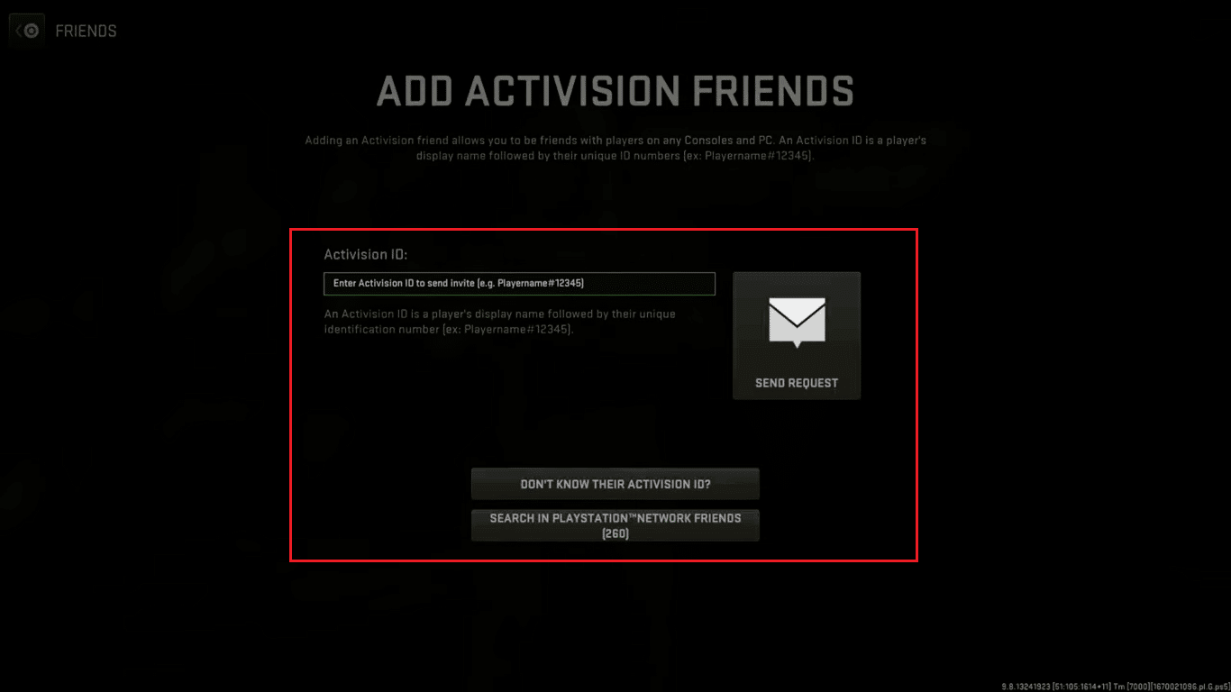 enviar solicitud en cod warzone menú de solicitud de amistad de Activision