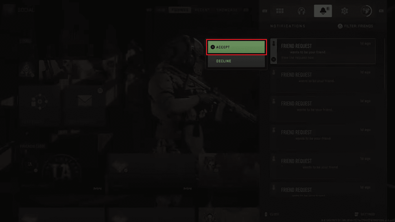 zaakceptuj zaproszenie do znajomych w COD Warzone