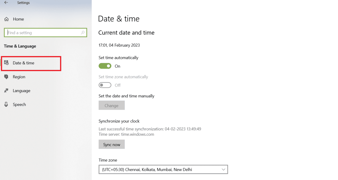 data e ora. Correggi 0x800b0100 defender Windows 10