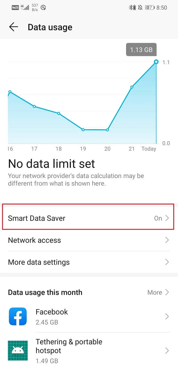 Haga clic en Smart Data Saver
