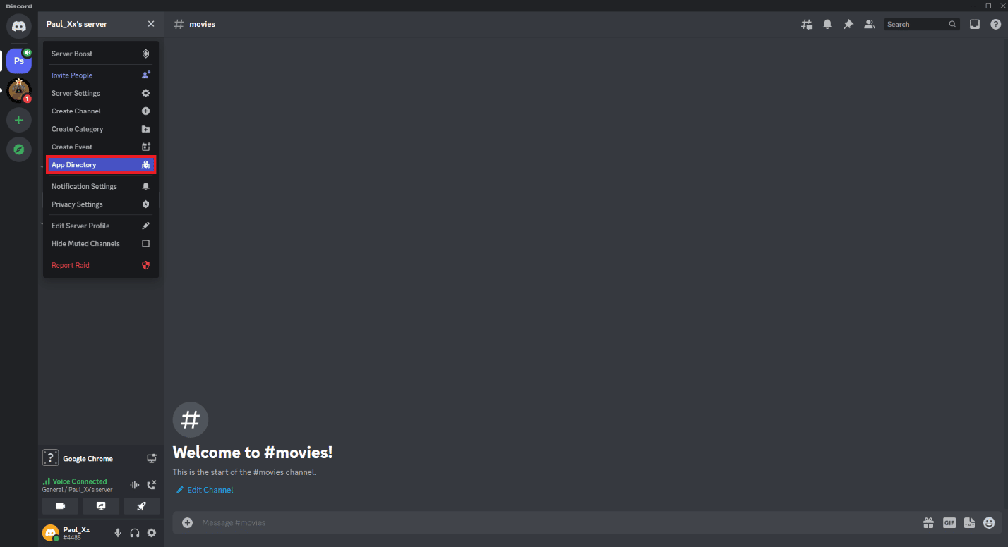 Vai alla directory delle app nel canale Discord