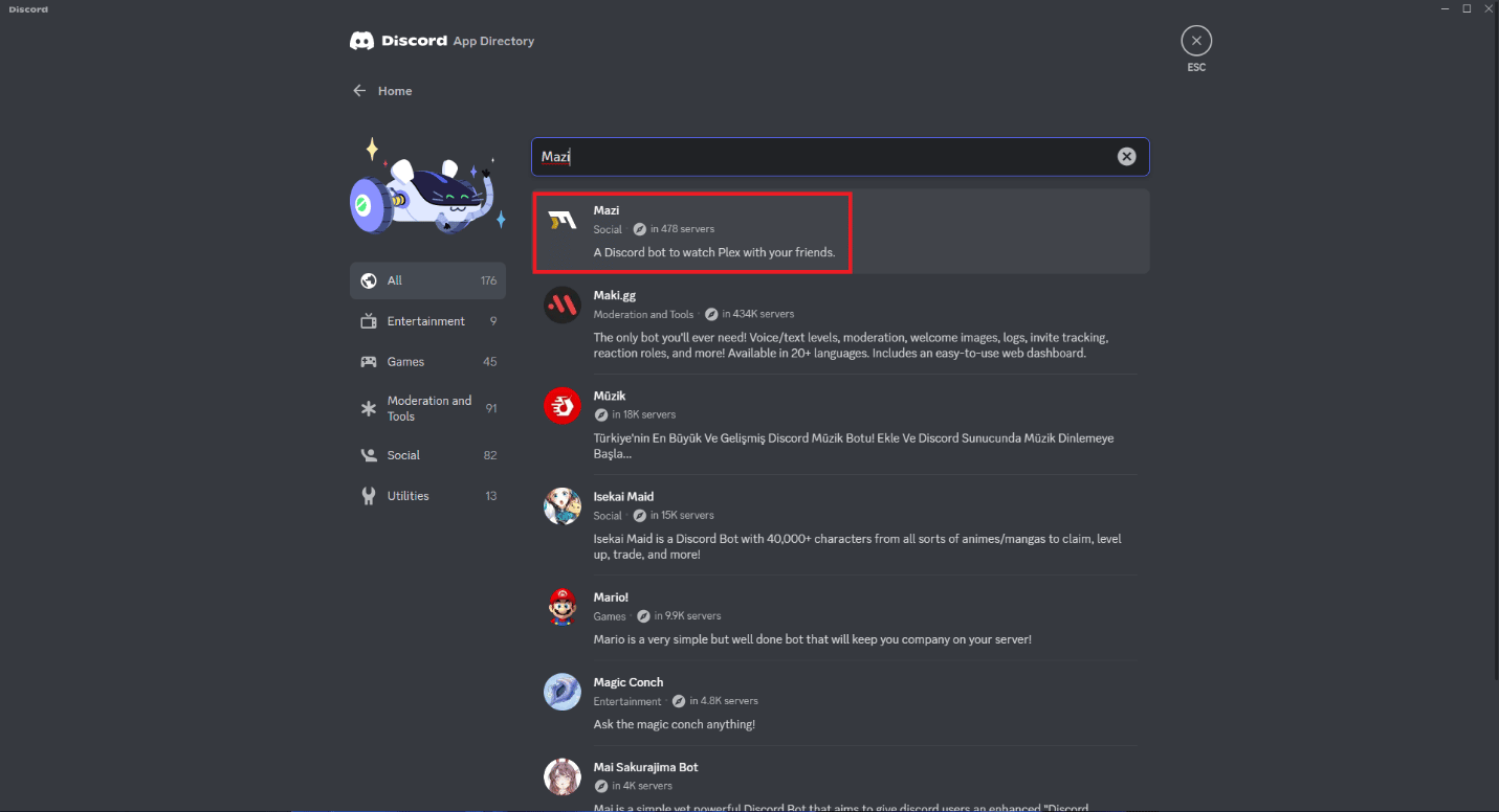 Cerca Mazi e fai clic su di esso. Come riprodurre in streaming Disney Plus su Discord