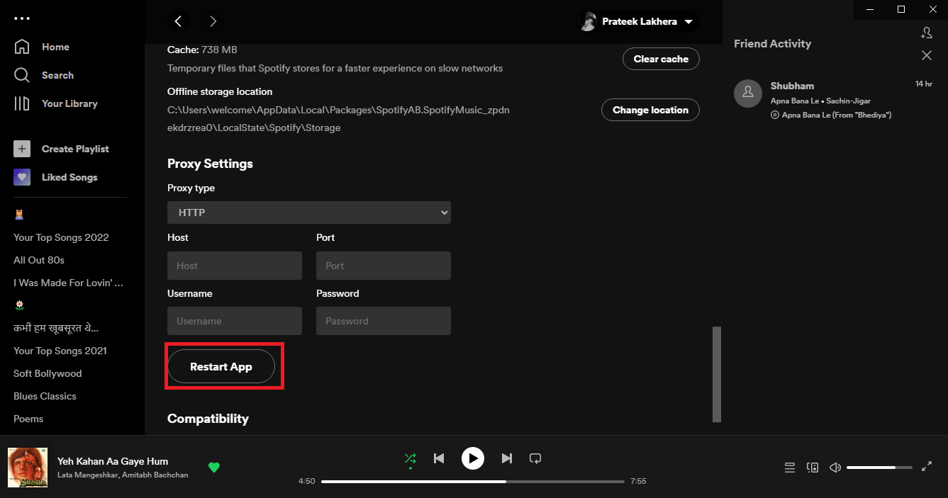 clique em Reiniciar aplicativo para salvar as alterações. Como corrigir o erro de conexão Spotify Code 4 no Windows 10