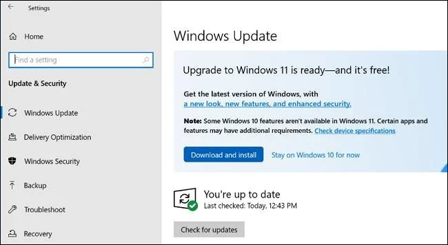 Aktualisieren Sie auf Windows 11 über Windows Update in Windows 10