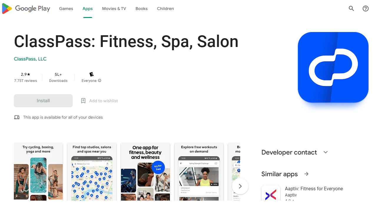 ClassPass บน Google Play