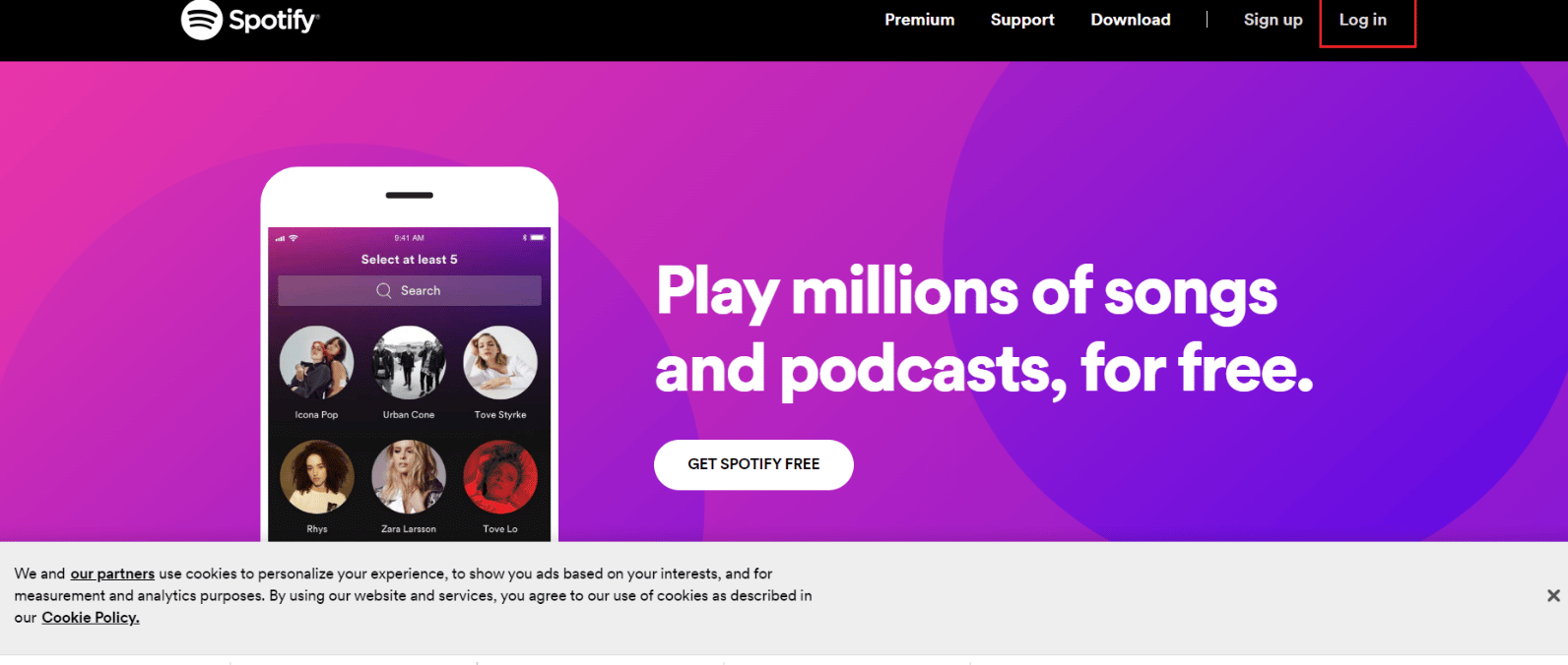 سجّل الدخول إلى حسابك على موقع Spotify الإلكتروني