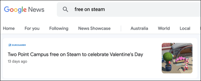 Resultados do Google Notícias para "grátis no Steam"