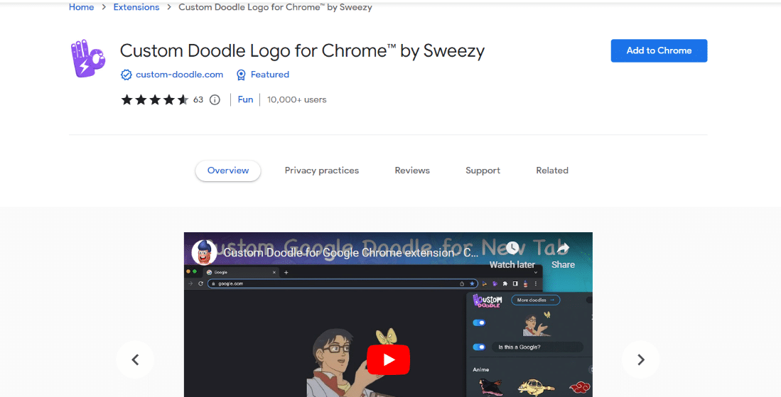 Пользовательский логотип Doodle для Chrome от Swezy