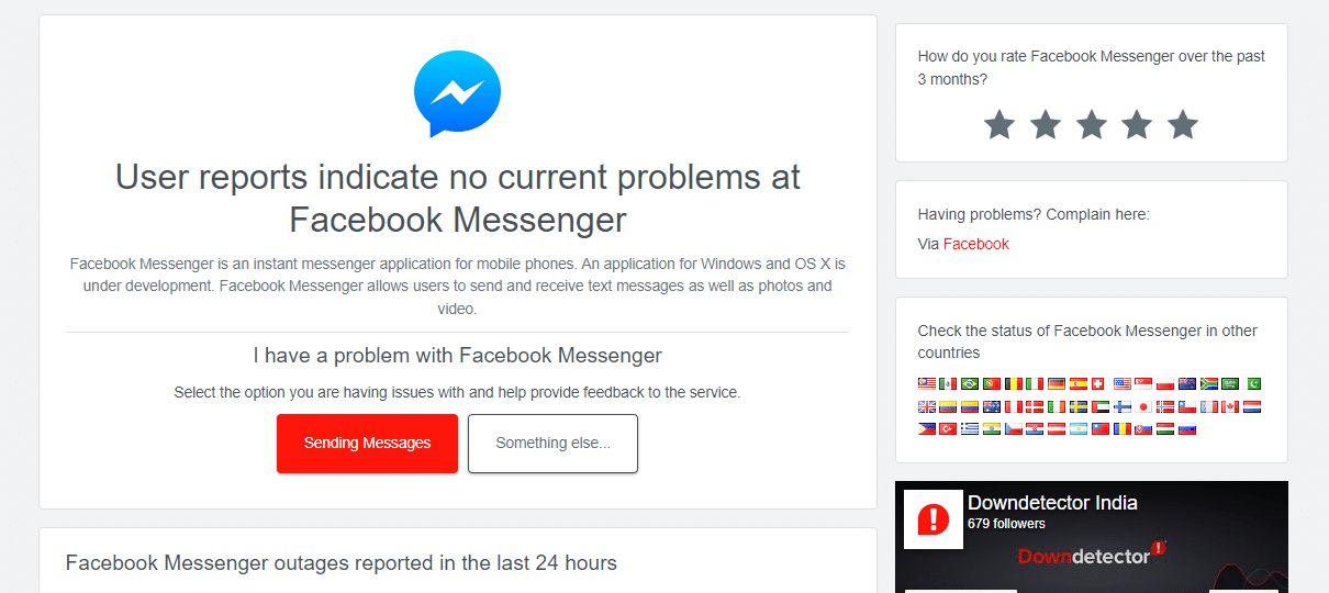 Rilevatore down di Facebook Messenger