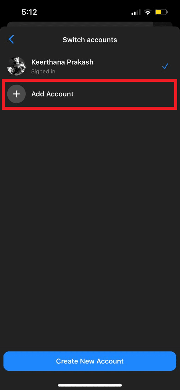 toque Agregar cuenta. Cómo solucionar el problema de cambio de cuenta de Facebook Messenger