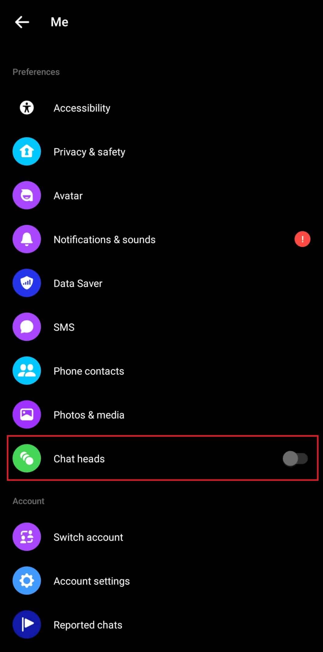 Kepala obrolan beralih di aplikasi Messenger. Cara Mengatasi Masalah Tukar Akun Facebook Messenger