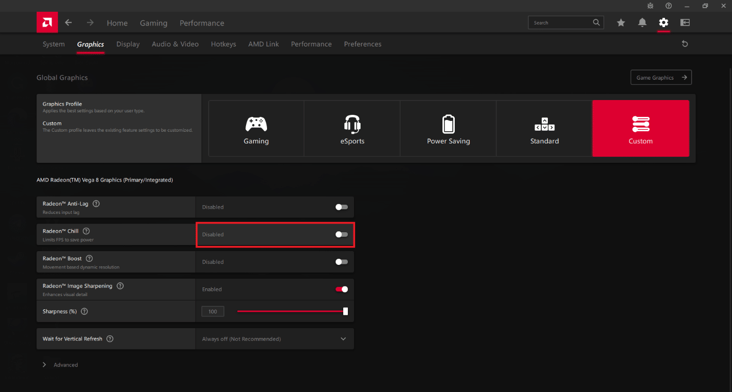 Aktivieren Sie die Radeon Chill-Option. So begrenzen Sie FPS in Apex Legends